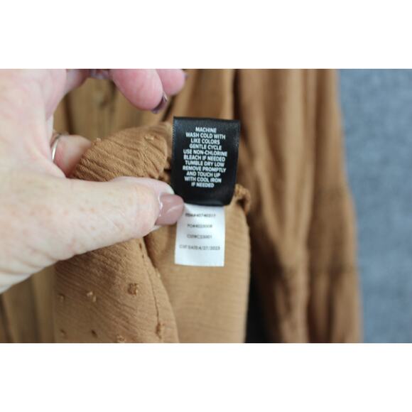 Torrid Chiffon Peasant 3/4 Sleeve Women's 2X Raglan Blouse Tobacco Brown Boho - Picture 8 of 14